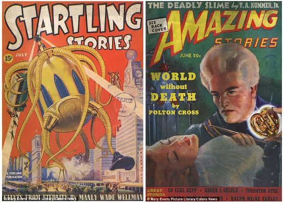 Capas de 1939 de Amazing Stories e Startling Stories