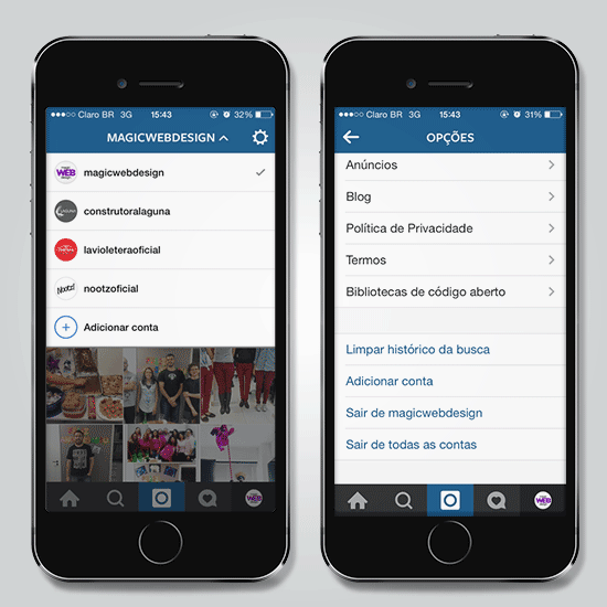 Instagram libera recurso de multiplas contas - Magic