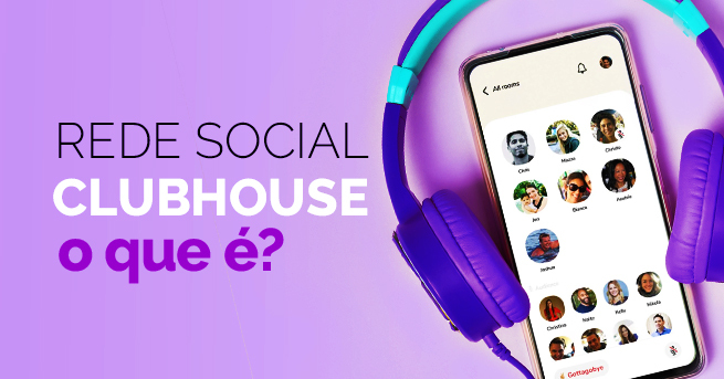 celular conectado a um headphone ao lado do título: rede social clubhouse o que é?
